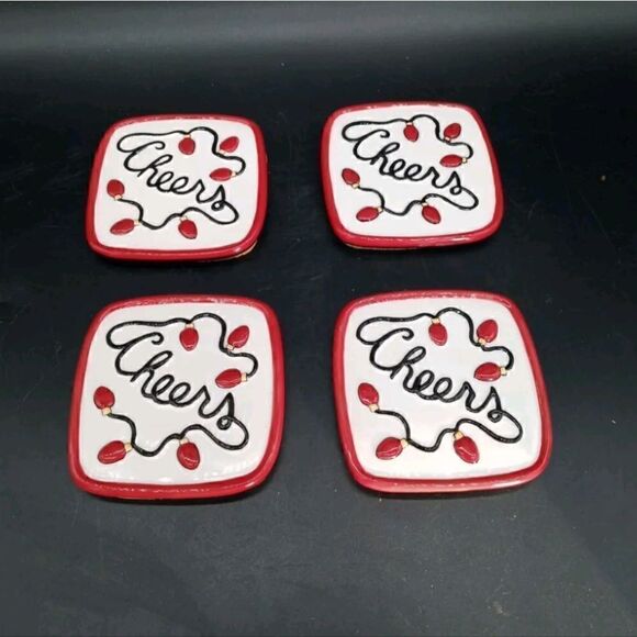 Fitz & Floyd "Cheers" Ceramic Set of 4 Coasters - Picture 1 of 6